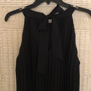 Little black accordion pleat dress